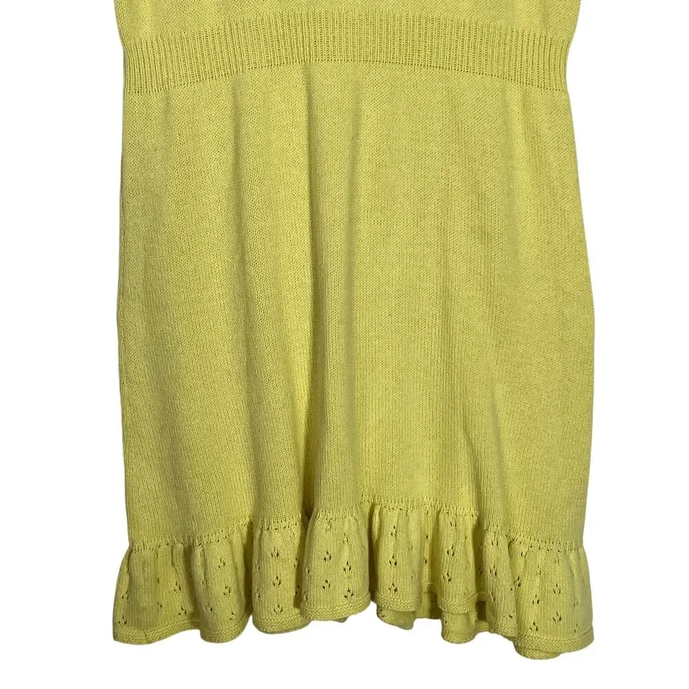 Girls Cat & Jack Yellow Knit‎ Drop Waist Flutter Ruffle Hem Dress Size (14) XL
